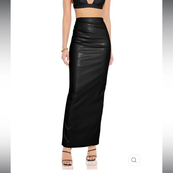 NOOKIE REBEL Faux Leather Maxi SKIRT XS BLACK - Picture 1 of 7